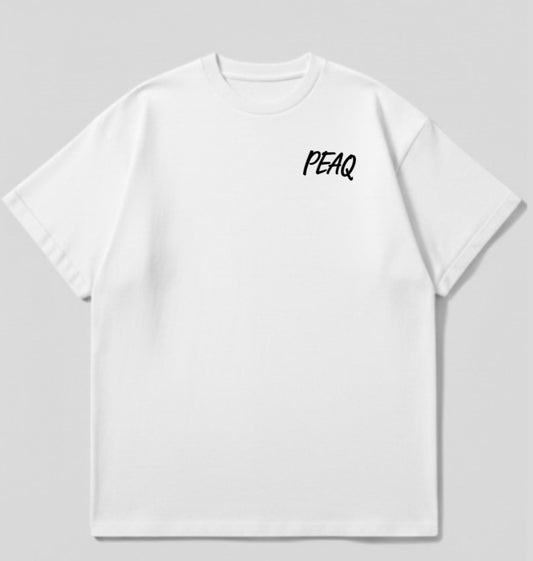PEAQ “Signature Script” Oversized Tee - White